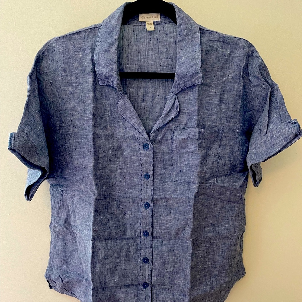 Garnet Hill short sleeve linen button down shirt